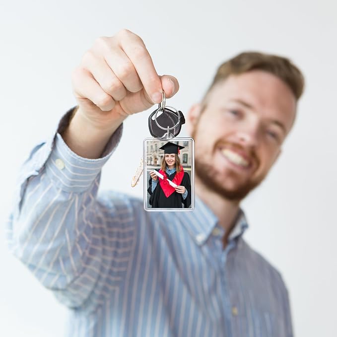 ZZYFGH 16 Pcs Photo Frame Keychain (2 * 3 inch) Picture Frame Keychains Bulk, Acrylic Clear Rectangle Photo Keychain for DIY Craft Graduation Gift - Suitable for Photo Size 1.75 inch x 2.75 inch - Image 4