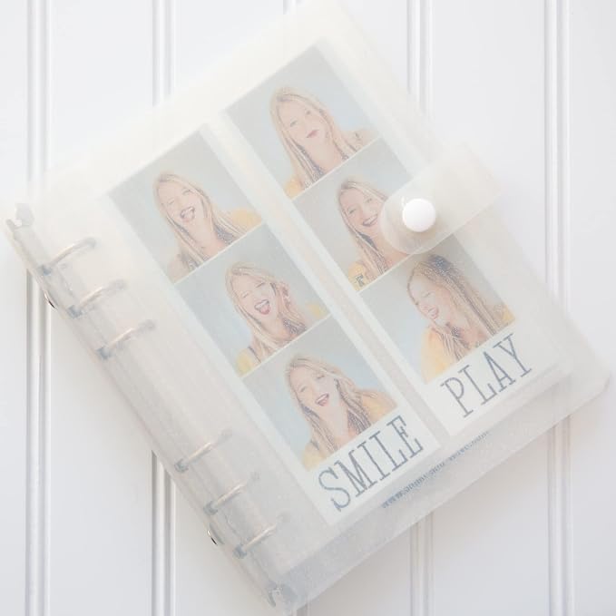 Photo Album For 2X6 Photo Booth Slip In Strips And 4X6 Pictures - 6 Ring Notebook Binder With 20 2 By 6 Sleeves - Fits 80 Photobooth Prints (QUARTZ SPARKLE, 2X6) - Image 2