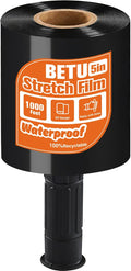 Black Stretch Film Shrink Wrap for Moving Supplies (5inch, 1 Pack) x 1000ft, Industrial Strength Plastic Wrap Stretch Roll for Pallet Wrapping Shipping Moving Boxes Storage Furniture with Handles by BETU