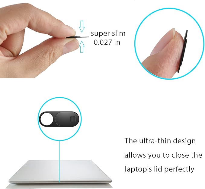 Laptop Camera Cover, 0.027 Inch Ultra Thin Camera Cover, Webcam Privacy Cover Fits on Computer, Laptop, MacBook, PC, Cell Phone, iPhone, iPad, iMac, Tablet, Black Web Cam Cover Sliders (9 Pack) - Image 6