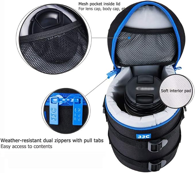 JJC Camera Lens Case Pouch, Padded Bag Fits Lens up to 4.3 x 7.5 (D x L) | for Canon RF 100-400mm/RF 28-70mm f2L/EF 70-200mm f4L/Nikon Nikkor AF-S 70-200mm f4G/Sony 70-200mm f4G Lens & More - Image 6