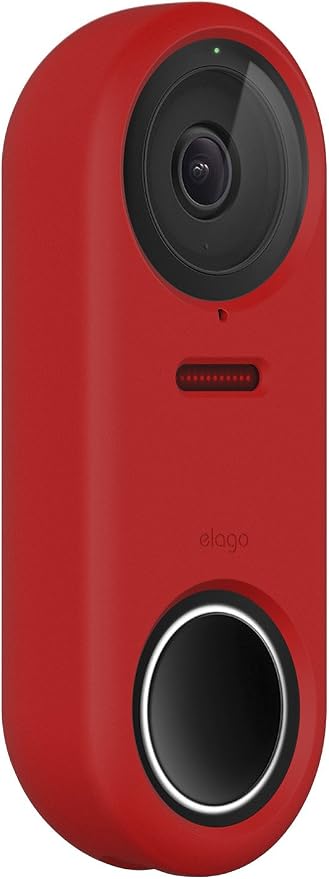 elago Silicone Case for Google Nest Hello Doorbell Cover (Wired) | Full Protection, Night Vision Compatible [US Patent Registered] [Red] by elago
