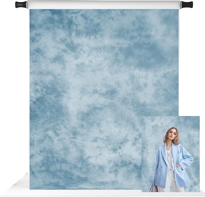 Kate 5x7ft Light Blue Photography Backdrop Blue Textures Portrait Background Old Master Photo Backdrops by KateBackdropforPhotography