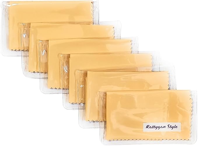 Premium Microfiber Cleaning Cloth in Individual PVC Pouches - Glasses Cleaning Cloth for Eyeglasses, Screens, Phones, Computer, Camera Lens, and Delicate Surfaces (6 x 1Pack) by RattyganStyle