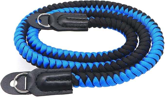 Paracord Woven Camera Neck Shoulder Strap Belt Hand Compatible with Canon Nikon Sony Olympus Pentax Fujifilm Panasonic SLR DSLR Digital Mirrorless Cameras 36inch Blue Black by HITHUT