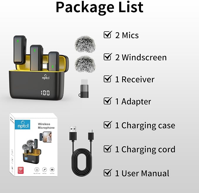 NPTCL Wireless Lavalier Microphone for iPhone iPad Android, Mini USB C Mic | 24H Charging Case, Digital Charge Display, Noise Reduction for Content Creator Video Recording Vlog Podcast YouTube TikTok - Image 9