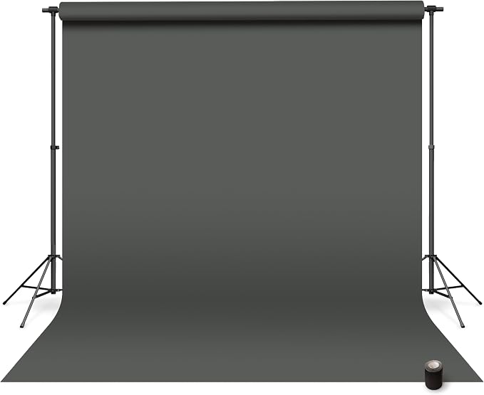 Denny Mfg Seamless Paper Backdrop for Photoshoot, Dark Grey, 53 in x 36 ft | Photoshoot backdrop, Matte Finish for Portraits, Product Photos and Video Shoots, with Free Roll Gaffer Tape (2 in x 13 ft) by DennyManufacturing