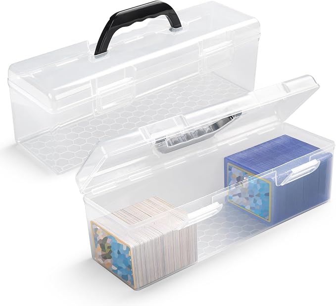 SUNEZLGO Storage Box For Toploader, Trading Card Storage Box, Card Storage Box Plastic, Playing Card Case, Large For Toploaders 200 Cards 750, Fit For Toploader and Standard Card by SUNEZLGO