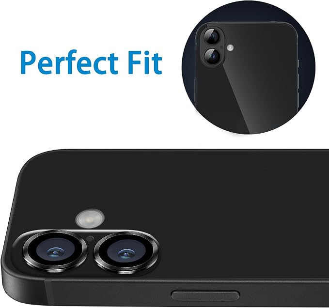 Designed for iPhone 16 and 16 Plus Camera Lens Protector, Metal Lens Cover 9H Tempered Glass Camera Cover Anti Scratch Shockproof Screen Protector - Image 6