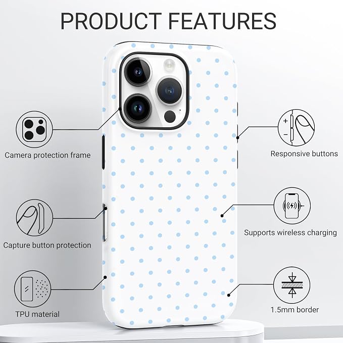TPU Phone Case for iPhone 16 Pro Max, MagSafe Wireless Charging Compatible, Shockproof Slim Fit Protective Cover with Anti-Yellowing & Raised Camera Protection (Polka dot 3, iPhone 16 Pro Max) - Image 4