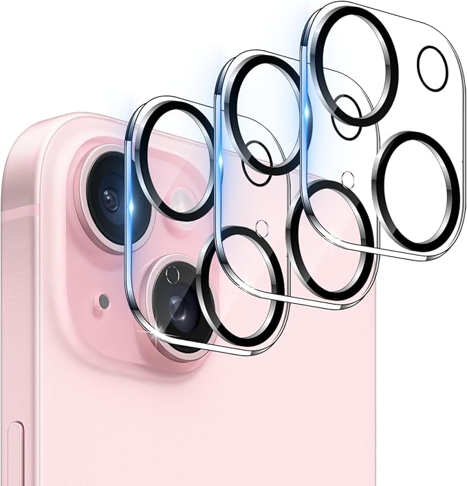 WHPXJY for [3 Pack] Camera Lens Protector for iPhone 15/15 Plus Ultra HD Tempered Glass Camera Protector, Anti Scratch, Strong Adhesion, Easy to Install, Case Friendly Back Camera Screen Cover by WHPXJY