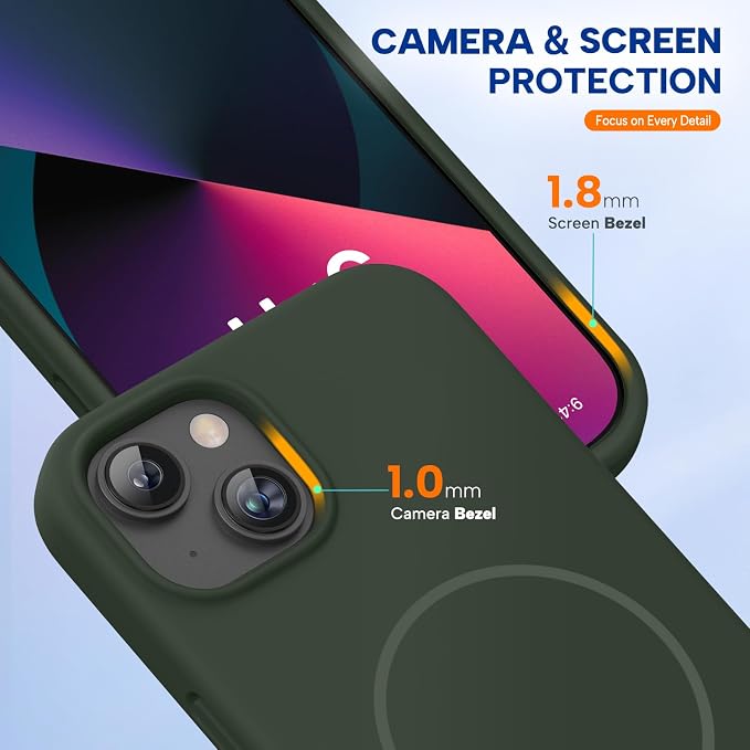 Miracase Silicone & Magnetic for iPhone 13 Case, Dark Green | Compatible with MagSafe, Soft Microfiber Lining, Premium Silicone Cover Shockproof Drop Protection Phone Case for 13 - Image 8