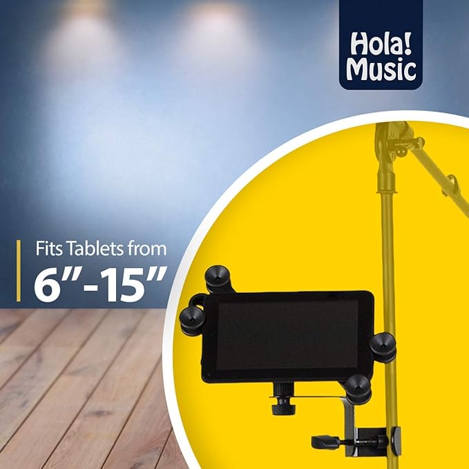 Hola! Music HM-MTH Microphone Music Stand Tablet Smartphone Holder Mount - Fits Devices from 6 to 15 Inch - Image 4