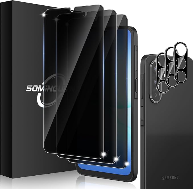 3+3 for Samsung Galaxy A17 5G Privacy Screen Protector Camera Protector | 9H Tempered Glass Cell Phone Protector Camera Lens Protector by SOMINGUIZN