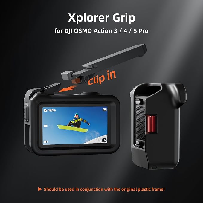 AMAZEAR DSLR Shutter Grip for DJI OSMO Action 5 Pro Accessories, Street Capture Camera Handle with Quick-Release Mount, DSLR Style Rapid Photography Snapshot, Cool & Fashionable, Black - Image 4
