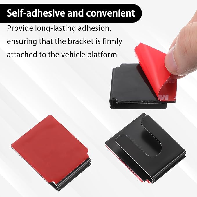 2 Pcs Radio Microphone Hanger with Adhesive Back CB Mic Holder Mount Black Metal Car Microphone Holder Universal Radio Mic Clip Holders for Cars Homes Offices Classrooms 38 x 30 x 10 mm - Image 6