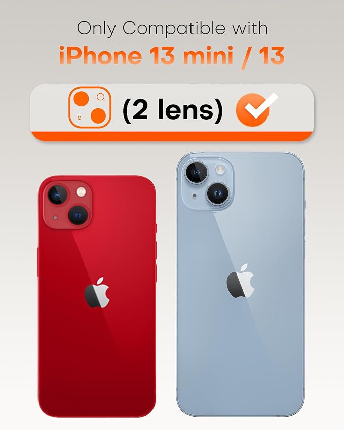 TOCOL Camera Lens Protector for iPhone 13 / iPhone 13 Mini Tempered Glass HD Individual Scratch Resistant Camera Cover Accessories Case Friendly 2 Pack（Red） - Image 2