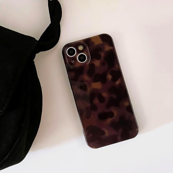 Aesthetic Tortoise Shell Phone Case for iPhone 16 Pro 6.3in,Retro Cool Girl Leopard Print Brown Amber Trendy Full Camera Protective Cover for iPhone 16pro 6.3" - Image 9