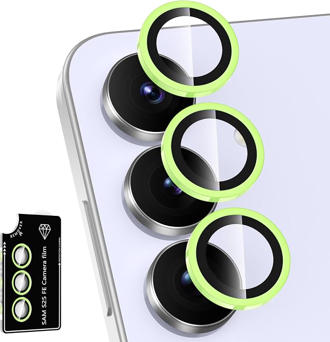 for Samsung Galaxy S25 FE Camera Lens Protector, Individual Metal Ring Tempered Glass Lens Cover, [Strong Adsorption] Scratch Resistant Ultra-Thin HD Clear Lens Cover, 1 Set-Yellow Shine by Btscase