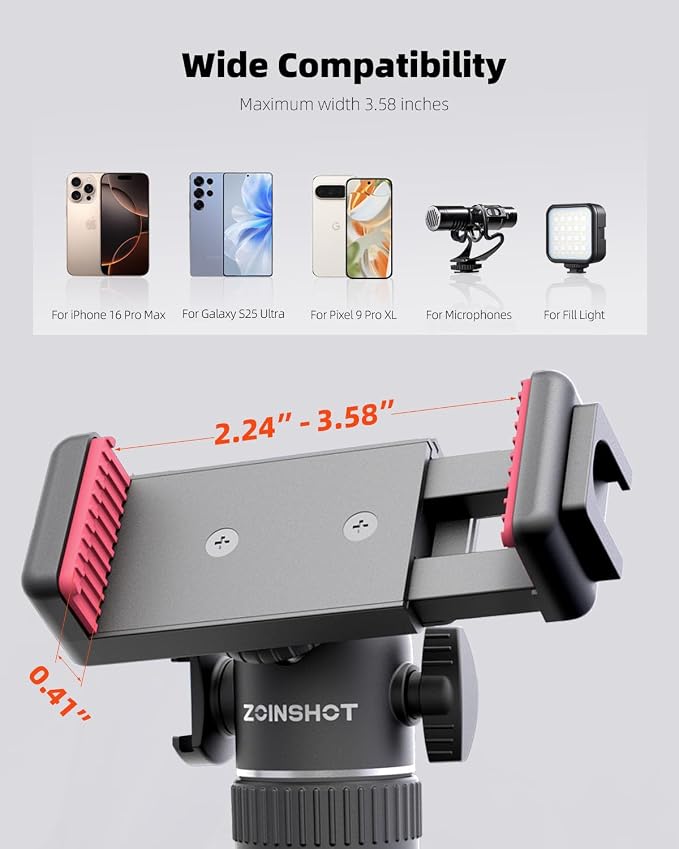 Mini Tripod, Lightweight Phone Tripod with Remote, Portable Selfie Stick for iPhone with Cold Shoe & Phone Holder, Extendable Cell Phone Stand Compatible with iPhone/Android/GoPro/Insta360 - Image 5
