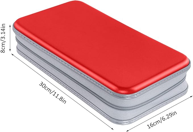 Siveit CD Case Holder, 80 Capacity CD/DVD Case Holders Wallet Hard Plastic CD DVD Disc Cases Storage Binder for Car Home Office Travel (Red) - Image 6