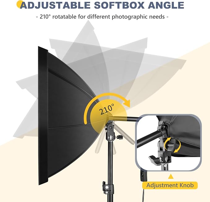 Torjim Softbox Photography Lighting Kit | 20" X 20" & 85W LED Studio Lights | Soft Diffusion For Even Light | 3000-7500K Adjustable LED Bulbs for Studio Photo Video Recording Live Streaming Portraits - Image 5