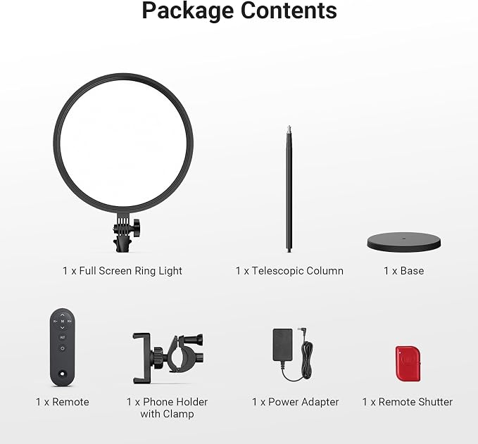 NEEWER Basics 13" 45W Large Ring Light with 66" Stand, 3000K-6500K CRI95+ Full Screen LED Panel Lighting with Phone Holder/Remote for Video Recording Selfie Streaming Makeup Studio Photography, BR45B - Image 10