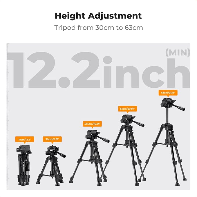 K&F CONCEPT 25" Mini Desk Tripod for Camera Video | Portable Aluminum Tripod for DSLR Cameras Phone, Lightweight Video Tripod for Travel. with Remote Max load 8.8 lbs. S223A0 - Image 6
