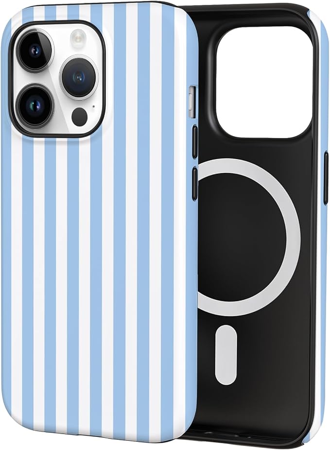 TPU Phone Case for iPhone 13 Pro, MagSafe Wireless Charging Compatible, Shockproof Slim Fit Protective Cover with Anti-Yellowing & Raised Camera Protection (Blue Stripe, iPhone 13 Pro) by Unknown