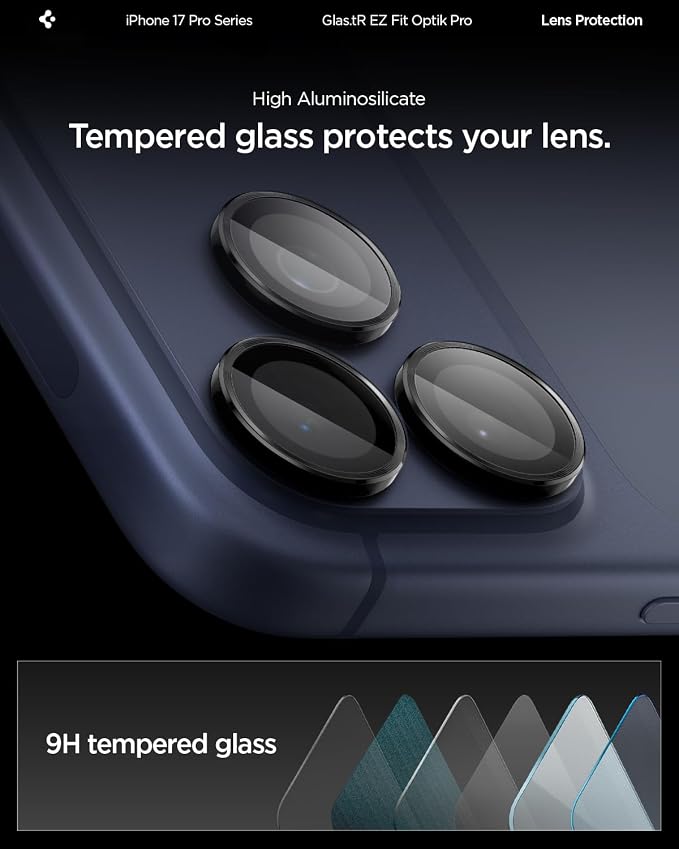 Spigen GlasTR EZ Fit Optik Pro Camera Lens Protector, White Titanium, 2 Pack | GlasTR EZ Fit Optik Pro, 9H+ Tempered glass, Scratch resistant, Auto-align tray, Original photo quality, Case-friendly, 2Pack - Image 7