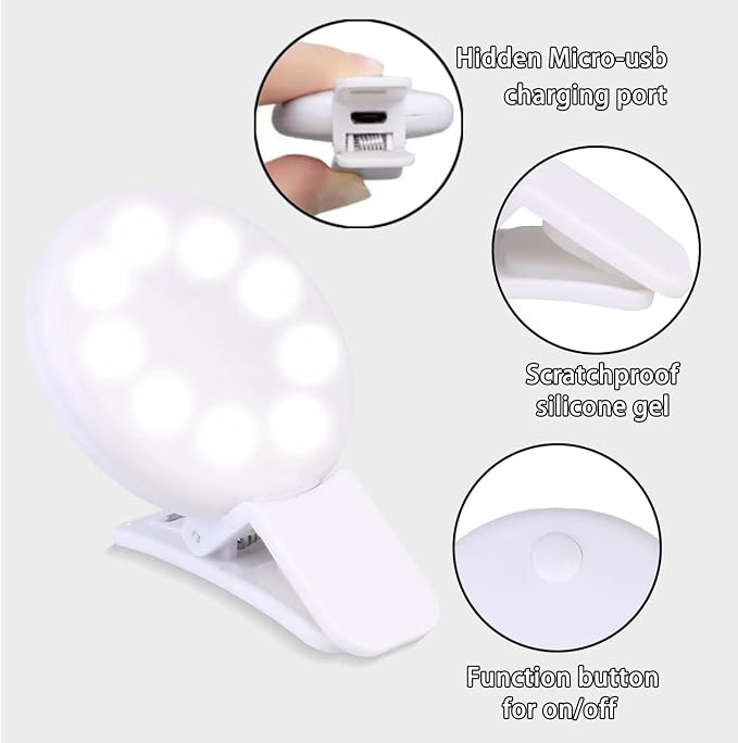Ring Light of Pocket-Size: Rechargeable Small Ring Light for Phone, Laptop & Makeup - Perfect for Small & Adults, Portable Selfie Light (White) - Image 7