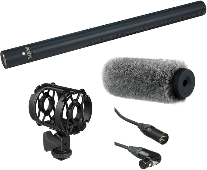 Rode NTG3 Precision RF-Biased Shotgun Microphone with WSS-2018 Professional Windshield, Universal Shock Mount and XLR M to Angled XLR F Microphone Cable -1.5' by R%C3%98DE