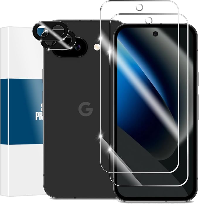 Tempered Glass Screen & Lens Protector 2+2 Pack for Google Pixel 10A | [Ultrasonic Fingerprint Unlock] [Case Friendly] [Bubble-Free] by YEYEBF