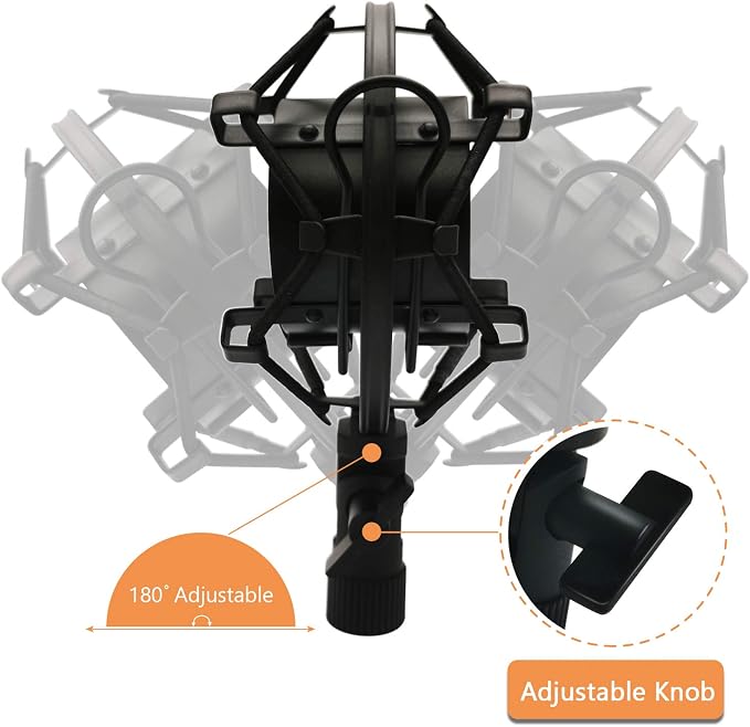 Microphone Shock Mount Mic Holder, Anti-Vibration Suspension Shock Mount Mic Holder Clip for 43mm-47mm Diameter Condenser Microphone - Image 4