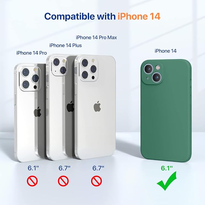 Miracase Silicone for iPhone 14 Case, Acacia Green | Soft Anti-Scratch Microfiber Lining, Premium Silicone Cover Shockproof Drop Protection Phone Case for 14 - Image 2