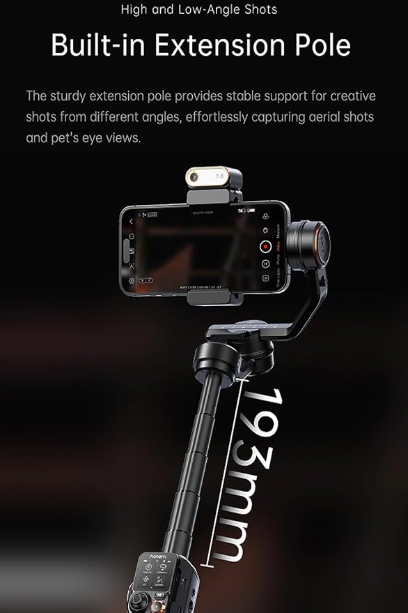 hohem iSteady M7 Gimbal Stabilizer for iPhone Android Smartphone,Phone Gimbal with AI Tracking,Fill Light,1.4" Detachable Touchscreen Remote,Phone Stabilizer for Video Recording,YouTube TikTok Travel - Image 5