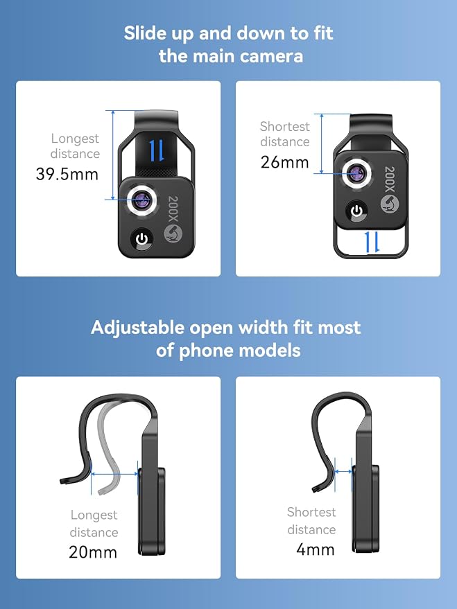 Phone Microscope 200X with LED Light & CPL Filter, Pocket Microscope Camera Attachment for iPhone & Android, No App Needed, STEM Science Gift for Kids, Coin, Jewelry, Plants, Small Objects Inspection - Image 6