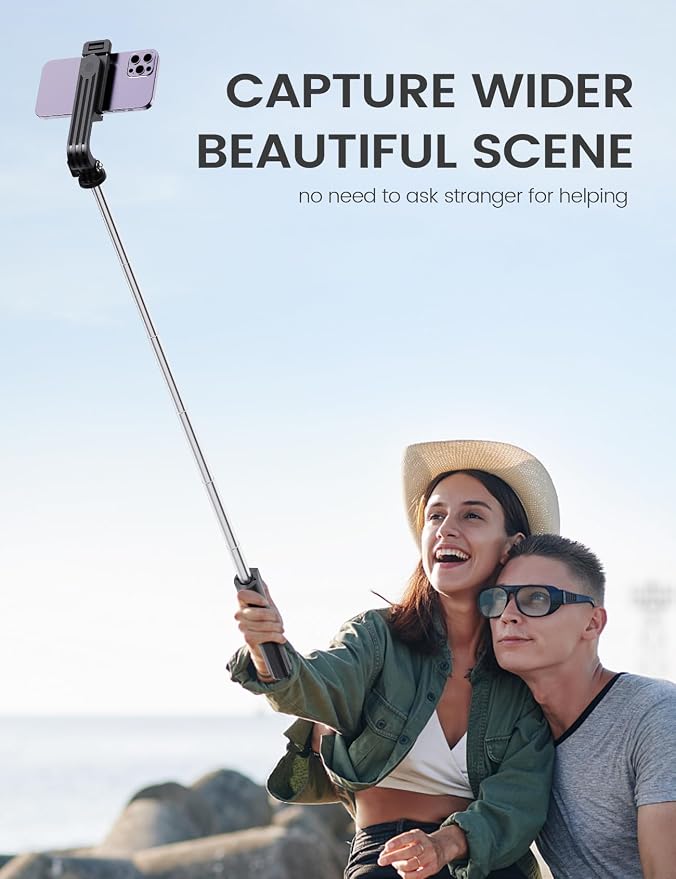 ANXRE Extendable Selfie Stick with Wireless Detachable Remote | Compact & Portable for Travel, 41.7" Selfie Stick Compatible with iPhone Samsung Android Smartphones - Image 7