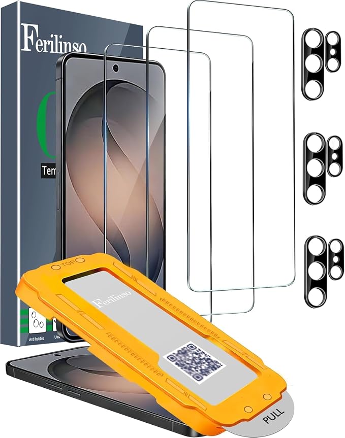 Ferilinso Screen Protector for Samsung Galaxy S26 Ultra, Tempered Glass | 3 Pack, 9H+ Military-Grade Shatterproof, HD Clear, Case Friendly, Easy Installation Bubble Free, with Camera Lens Protector by Ferilinso