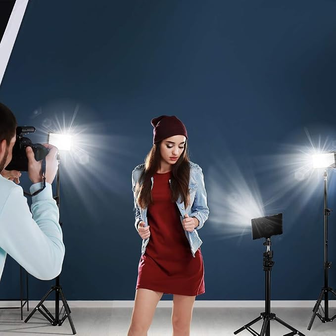 3 Packs 70 LED Video Light with Adjustable Tripod Stand/Color Filters, Obeamiu 5600K USB Studio Lighting Kit for Tablet/Low Angle Shooting, Collection Portrait YouTube Photography - Image 3