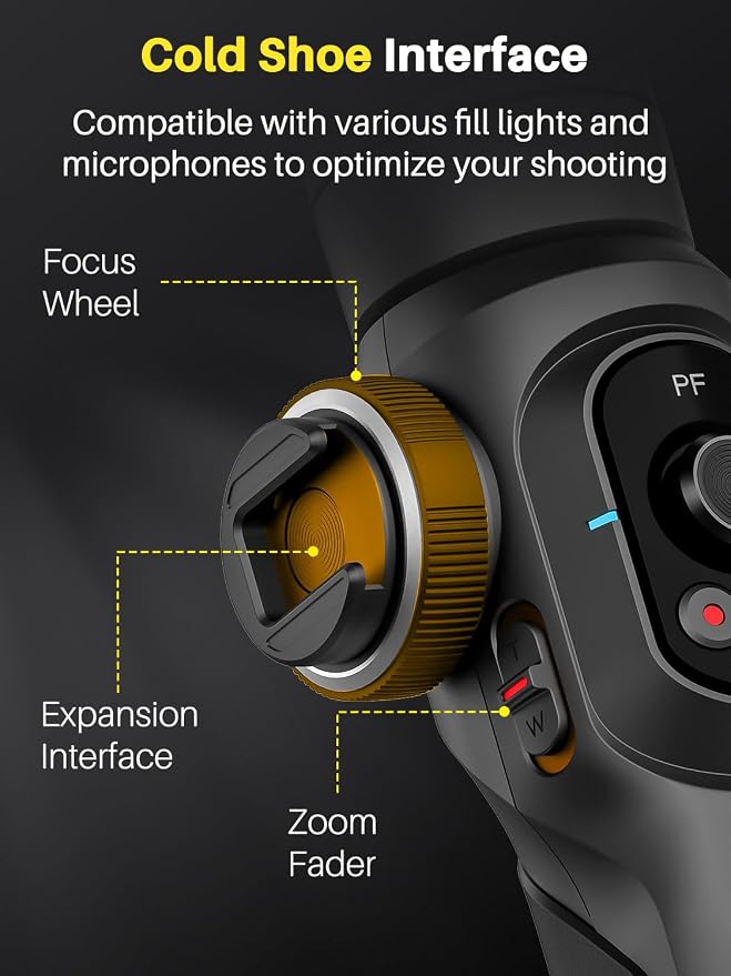AOCHUAN Professional Gimbal Stabilizer for Smartphone,Built-in 18CM Extension Rod and Powerful Fill Light,360°Inception,Face&Object Tracking Stabilizer,3-Axis Gimbal for iPhone& Android-Smart S2 - Image 6