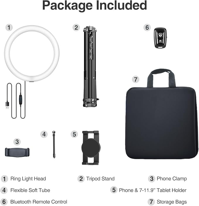Elitehood 12’’ Ring Light with Tripod Stand (72’’ Tall) & iPad/Phone Holder | Dimmable Selfie Circle LED Lights Ringlight for Video Recording, Conference, Makeup, Laptop, Computer, Webcam, YouTube - Image 9