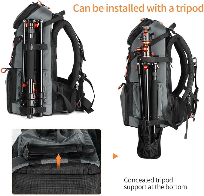 K&F CONCEPT Camera Bag 32L, 2 in 1 Camera Backpack | EVA Hardshell, Large Capacity, Rain Cover, 15.6" Laptop Compartment, Compatible with Sony Canon Nikon Fuji, B05 - Image 7