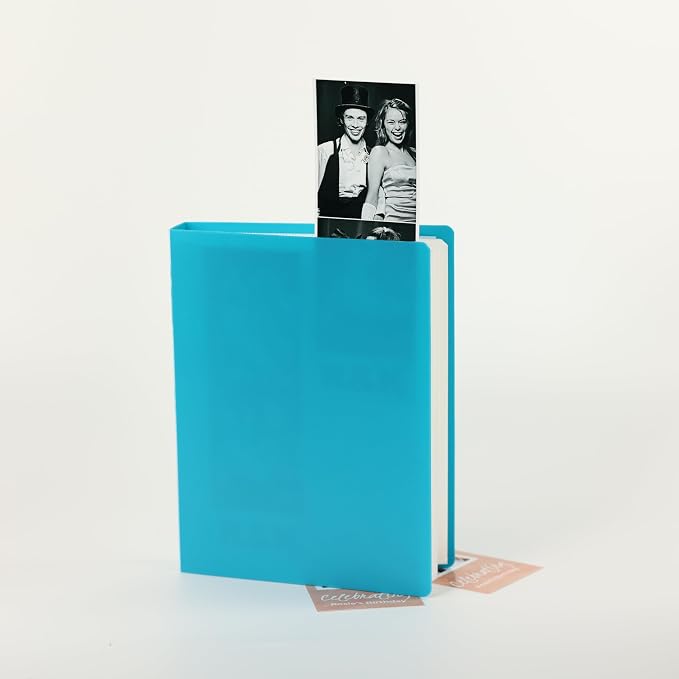 Photo Booth Photo Album - For Wedding or Party- Holds 120 Photobooth 2x6 Photo Strips - Slide In (BLUE) by SMILEWAVE