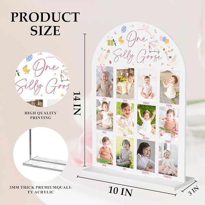 My First Year Photo Board Baby Milestone Signs One Year of Baby Photo Board, Best Babies Keepsake 10x14 Inches Acrylic Sign Decor Fits 2" x 3" Photo A07 - Image 2