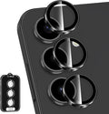 for Samsung Galaxy S24 Camera Lens Protector, Individual Metal Ring Tempered Glass Lens Cover, [Strong Adsorption] Scratch Resistant Ultra-Thin HD Clear Lens Cover, 1 Set-Black Ring by Btscase