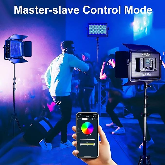 GVM 1300D RGB Video Light with Softbox, 65W LED Video Lighting Kit, 25000lux/0.5m, 360° Full Color Photography Lighting Kit, 2 Packs Led Panel Light for YouTube, Web Conference, Streaming - Image 5