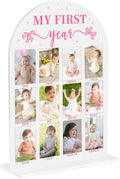 My First Year Photo Board Baby Milestone Signs One Year of Baby Photo Board, Best Babies Keepsake 10x14 Inches Acrylic Sign Decor Fits 2" x 3" Photo A12 by WelcometoMgfyfghj