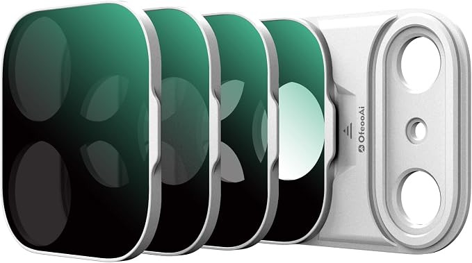 Magnetic UV Filter for iPhone 17 Pro, Snap-On Smartphone Camera Lens Filter with Adhesive Metal Base Mount, HD Optical Glass, Works with Phone Cases & Gimbals (Silver-4pack, iPhone 17Pro) by OfeooAi