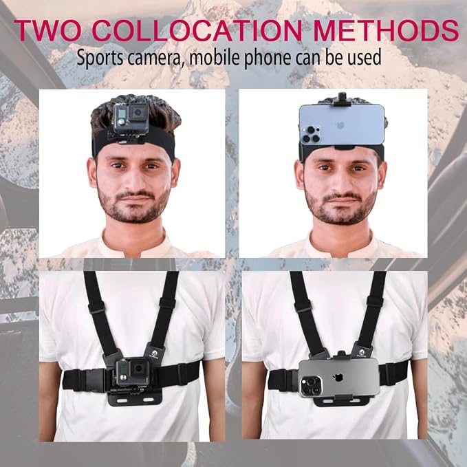 Adjustable Phone Chest Mount&Head Strap Kit,Quick-Release Harness for POV (Adjustable Phone Chest Mount & Head Strap Kit (1-Pack)) - Image 2